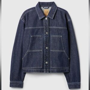 GAP Cropped carpenter Denim Jacket Size L